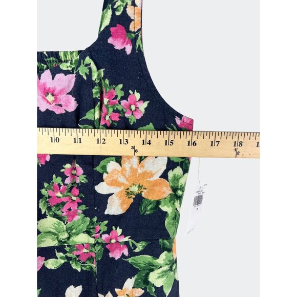 Old Navy Womens Navy Blue Floral Fit & Flare Linen Blend Midi Dress Size Medium - Picture 6 of 14